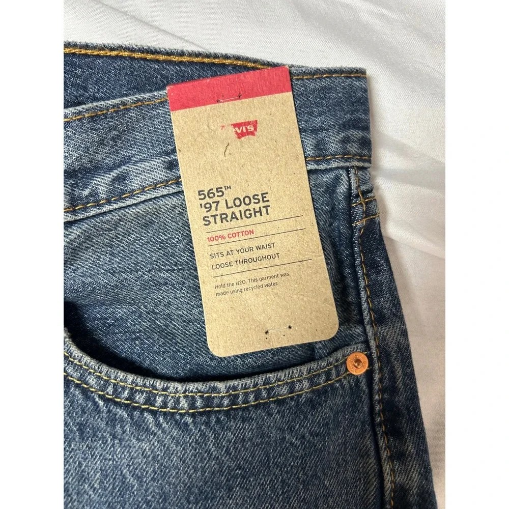 Levis 565 '97 Loose Straight Jeans Mens 33x32 Medium Wash Blue 100% Cotton NWT